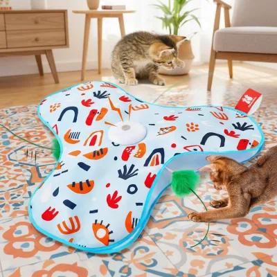 Smart Modern Polyester Interactive Cat Toys Rechargeable Automatic Moving Concealed Feathers Touch Activated Exercise Indoor