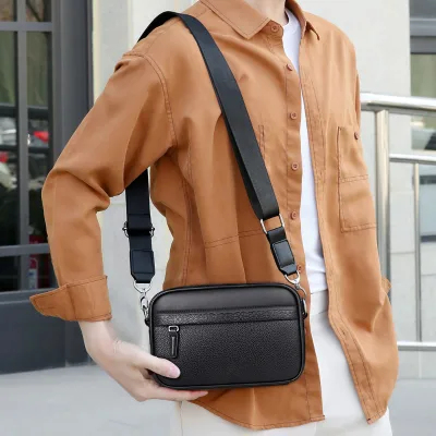 MZ002-5 Mens Casual Crossbody Bag PU Material Large Capacity Versatile Durable Shoulder Bag Leisure Satchel Business Travel