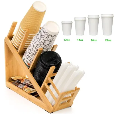 Wooden Disposable Paper Cup Storage Rack, Milk Tea Shop Straw Paper Cup Sorting Rack, Tea Bag Coffee Capsule Storage Rack