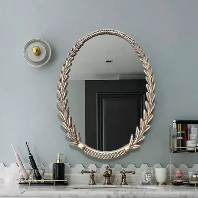 80X60cm High QualityOval Bathroom Face Mirror Carved Twig Decorative Mirror Art Mirror