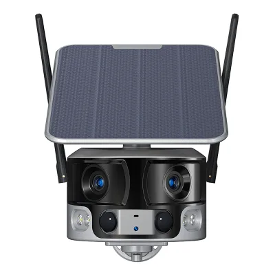 2024 New Arrival 180degree Panorama Wide View IP66 Waterproof Outdoor Wifi Smart Wireless Solar Surveillance Camera