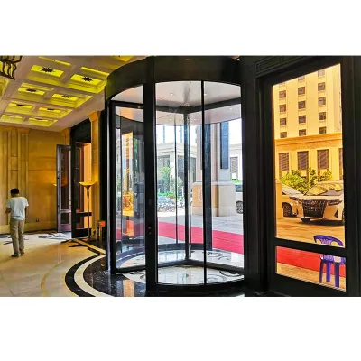 Modern Hotel Automatic Rotating Door Wings with Fiberglass Screen Aluminum Glass Revolving Door for Commercial Entrance
