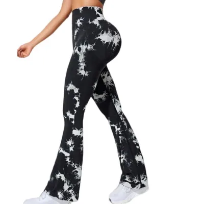 GC Flared Pants Tie-dye Yoga Leggings for Women Fitness Pants Quick Dry Wide Leg Flare Seamless Leggings Yoga Pants Women YG152