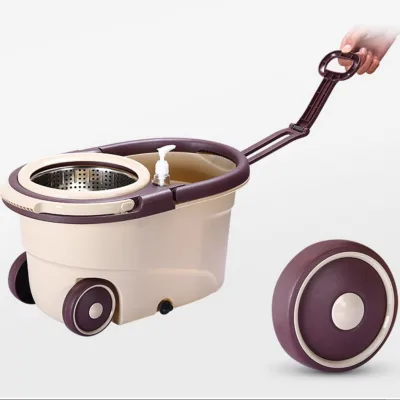 2 Microfiber Mop Heads Floor Cleaning 360 Rotary Mop Bucket Set
