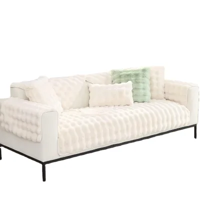 High Quality Modern Seersucker Rabbit Fur I Shape Sectional Sofa Cover 1 Seater 2 Seater 3 Seater Sofa Cover