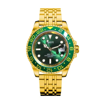 2023 Super Luminous Wristwatch 24k Gold Stainless Steel Bezel with Diamond Index Fashion Watch for Men