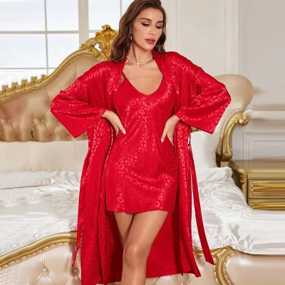 Custom Sexy Summer Elastic Waist Breathable Polyester Luxury Bathrobe for Women with Logo