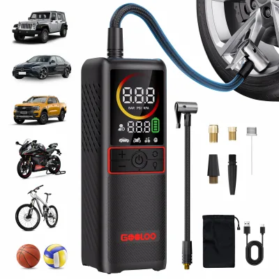 GOOLOO GT160 Smart Battery Powered Tire Inflator Tool 160PSI 7500mAh Portable Rechargeable Air Compressor Kit for SUV motorcycle