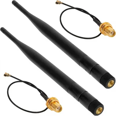 2 Pack 915MHz LORA Antenna 5dBi Gain Omni SMA Male Connector + RF Antenna Adapter Cable 12000m Range