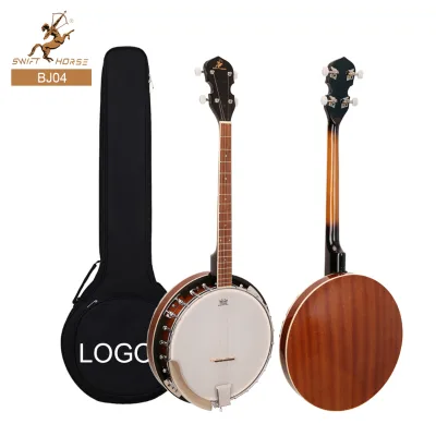 OEM High Quality Banjo Ukulele 4 String Musical Instrument REMO Drum Skin Sapele Back Glossy Finish Folk Musical Instrument