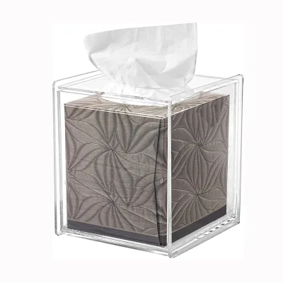 Clear Acrylic Tissue Box Cover Modern Transparent Box Waterproof Durable Customizable Color Size Home Office Hotel Restaurant
