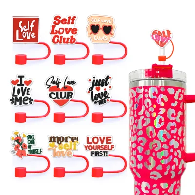New Styles Woman Self Love Club Straw Topper Cover Charms for Tumblers Toppers