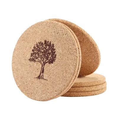 Fashion Reusable Fine Grain Cork Mug coaster 4" with logo
