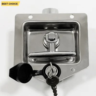 GL-12130 Panel Flush Paddle Lock Key-locking Recessed T Handle Cabinet Lock for Trailer Toolbox