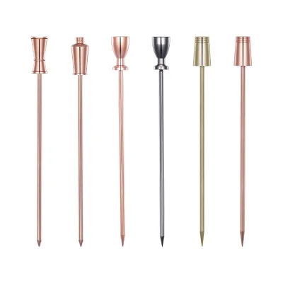 Wholesale Bar Accessories Stainless Steel Cocktail Pick Reusable Metal Fruit Picks Creative Martini Picks for Bartender Tools