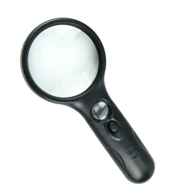 Acrylic Lighted 3X 45x Magnifier Lens Portable Handheld Magnifying Glass with 3 LED Light for Reading Observation