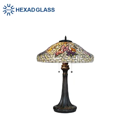 LongHuiJing 12Inch Tiffany Lamps Stained Glass Lamp Red Rose Home Table Lamp Tiffany