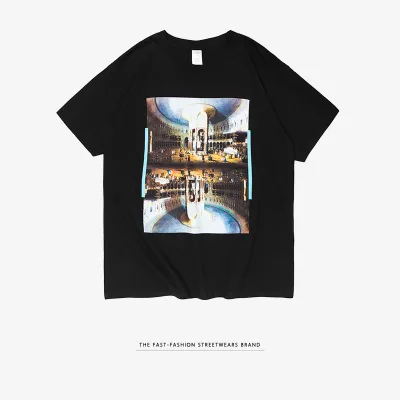 OEM ODM Custom Digital Oil Painting Printed Cotton Men's T-Shirt Plus Size Casual Jersey Blank Design