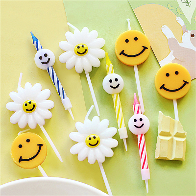 Kids Birthday Cake Party Decorations Smile Candle-Paraffin Wax Unscented Handmade Wedding & Christmas Favors