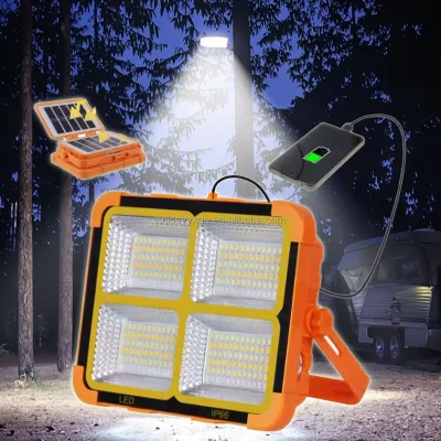 Factory Hot Selling Portable Solar Floodlight Excellent LED Lighting for Outdoor Camping Garden IP66 Rating Warm White RGB
