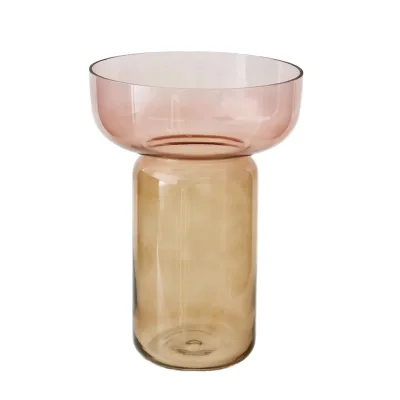 Modern Retro Hand Blown Glass Vase Set Mushroom Shape Cylindrical Art Deco Sculptural Wedding Centerpiece Living Room Dining