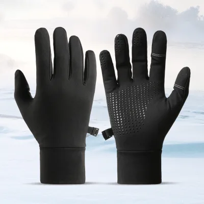 Winter Outdoor Cycling Gloves Nylon Fleece Lining Insulated Warm Lightweight Touchscreen-Compatible Non-Slip Driving Ski Gloves