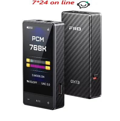 FiiO QX13 Portable DAC AMP Headphone Amplifier ES9027PRO 8-Ch DAC 2* 900mW XMOS 16-Core 10-Band EQ Carbon Fiber Body(only Black)