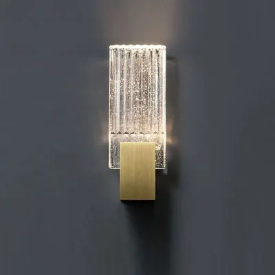 Indoor Rectangle Glass Led Crystal Wall Sconces for TV Background Wall