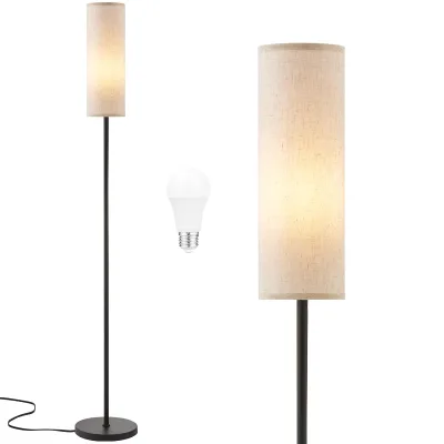 Minimalist Floor Lamp with Foot Switch 59'' Modern Standing Lamp with Beige Linen Shade for Living Room Bedroom Office Corner