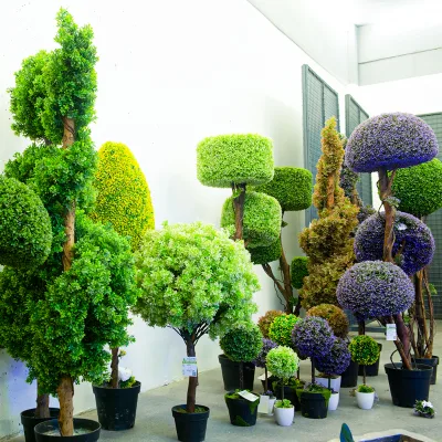UV-Proof Simulated Green Plants Artificial Topiary Trees Artificial Outdoor Potted Plants Decor Faux Boxwood Ball Topiary Trees