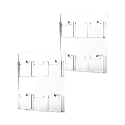 Modern Clear Acrylic Wall Mount Brochure Display Rack Eco-Friendly 3mm Literature Storage for Offices & Waiting Areas