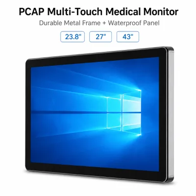 Multi Touch 23.8 27 43 Inch PCAP Capacitive Screen Monitor Metal Frame Durable Waterproof Medical Control Panel