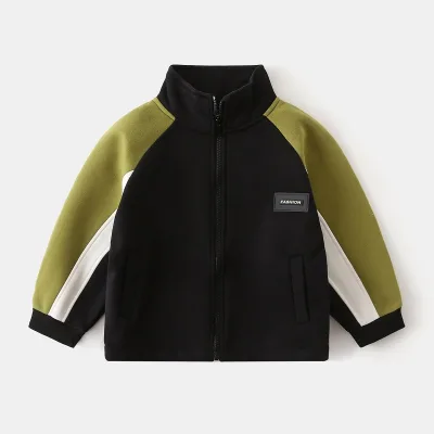 New Fashion Trend Children's Clothing for Fall 2024 Sports Stand Collar Colorblock Boys Jackets