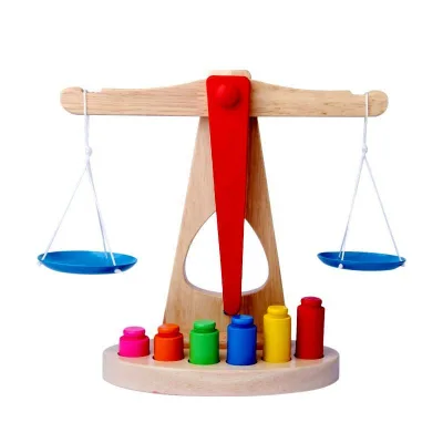 Wooden Early Education Learning Toys Math Game Scale Montessori Wooden Balance Scale for Kids