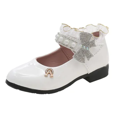 Girls' princess shoes new children's lace pearl performance shoes fashionable and breathable shoes