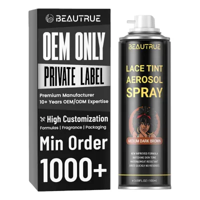Private Label Latest OEM Lace Tint Spray 80mL 100mL for Wigs High Quality 4 Colors Long Wear Lace Tint Aerosol Spray