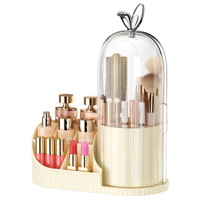 Multifunctional Plastic Cosmetic Organizer Desktop Makeup Brush Lipstick Holder Rotating Pencil Case Student Stationery Bucket
