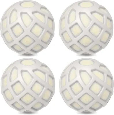 Dryer Balls Reusable Silicone Wool Core Super Anti-Tangle Saves Drying Time Reduces Static Noise Fabric Softener XL 3 (Beige