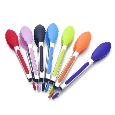 Hot Sale Silicone Kitchen Tongs, Stainless Steel Nonstick Kitchen Clips for BBQ Cooking Food Delivery