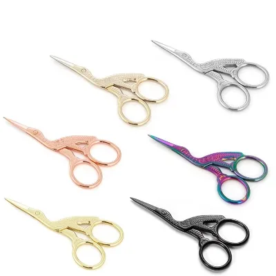 Fashion Stork Embroidery Sewing Scissors Sharp Point Cross Stitch Thread Snips Mini Household Stainless Steel for Needlework