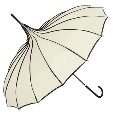 New Design Custom logo Wedding Straight Umbrella Pagoda Parasol 16 Ribs With Long Handle