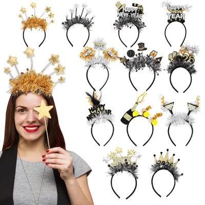 2026 New Year Party Decoration Festival Atmosphere Plastic Portable Digital Printing Headband