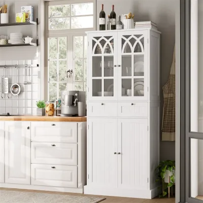 70.9"H Kitchen Pantry Crafted From Engineered Wood with a Smooth White Finish Stylish and Functional Storage Kitchen Cabinet