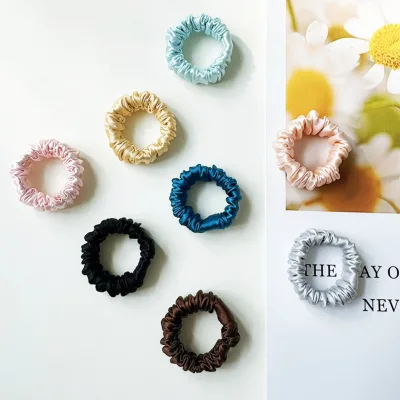 PL Personalized 100% Genuine Silk Hair Ties with Box Mini Size Silk Hair Scrunchies Baby Hair Band Latest
