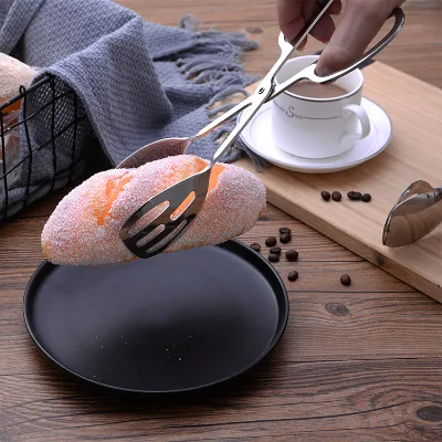 Durable Serving Tongs for Buffet Party Catering Thickening Food Tongs Stainless Steel Bread Tongs for Salad Cake Dessert