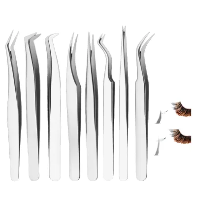 Stainless Steel Eyelash and Eyebrow Tweezers with Pointed Tip for Lash Extensions