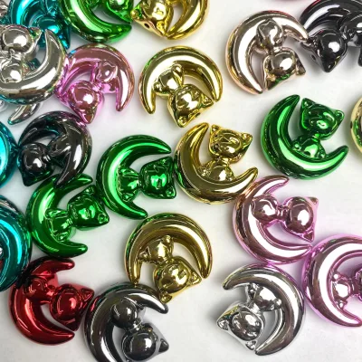 Moon Cat Electroplated DIY Straight-Hole Phone Chain Bead Material Earrings Pendant Colorful Jewelry Accessories Beads