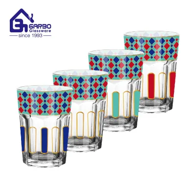 Rock Glass Model With Exotic Arabic Style Tea Drinking Glass Fancy Colorful Decal Classic Tea Drinking Glass with New Decor