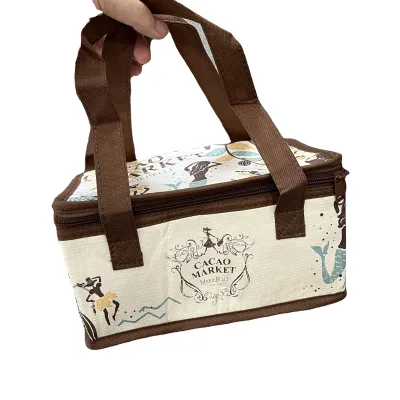 Full Colors PP Woven Reusable Thermal Shopping Bag Cake Aluminum Foil Insulated Non Woven Cooler Bag with Zipper