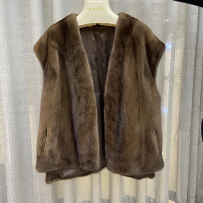 High  Quality  Women   Denmark   Mink  Fur  Vest    Winter   Imported  Mink  Skin Vest